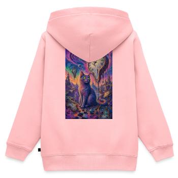 Cosmic Cat and Melting Clocks - Kids Premium Organic Zip-up Hoodie - rose - Back - AI Model Kid Female (0cm)