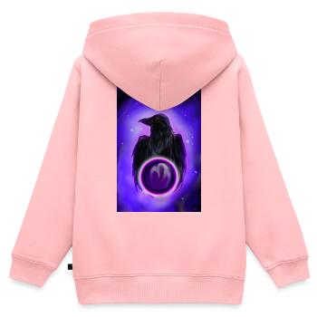 Rabe im Neon Orb - Kinder Premium Organic Zip Hoodie - Rosa - Hinten - AI Model Kid Female (0cm)