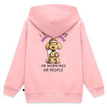 Grumpy Poodle Morning People Funny Dog - Sweat Premium à capuche zippé enfant bio - rose - Dos - AI Model Kid Female (0cm)