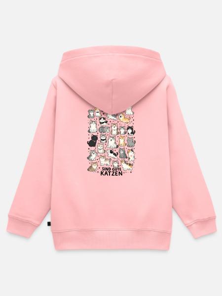 Katzenkolonie bunte Fellnasen Muster - Kinder Premium Organic Zip Hoodie - Rosa