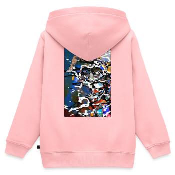 caché - Sweat Premium à capuche zippé enfant bio - rose - Dos - AI Model Kid Female (0cm)
