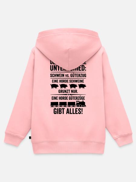 Güterzug VS Schweinehorde - Kinder Premium Organic Zip Hoodie - Rosa
