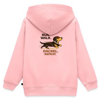Run, Walk, Dackel, Repeat. Dackelliebe. Dachshund. - Kinder Premium Organic Zip Hoodie - Rosa - Hinten - AI Model Kid Female (0cm)