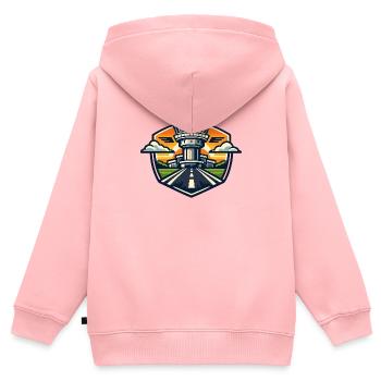 Flughafen Turm Sonnenuntergang - Kinder Premium Organic Zip Hoodie - Rosa - Hinten - AI Model Kid Female (0cm)