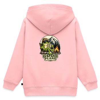 Guter Plan am Lagerfeuer Frosch - Kinder Premium Organic Zip Hoodie - Rosa - Hinten - AI Model Kid Female (0cm)