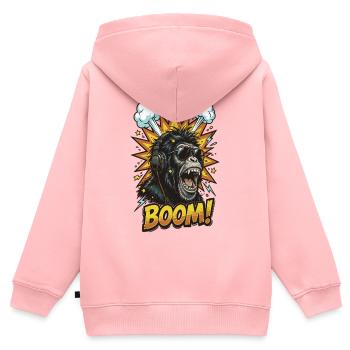 Cooler Schimpanse mit Kopfhörer Comic Design - Kinder Premium Organic Zip Hoodie - Rosa - Hinten - AI Model Kid Female (0cm)