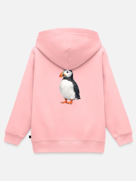 Puffin Wasserfarben Illustration - Kinder Premium Organic Zip Hoodie - Rosa