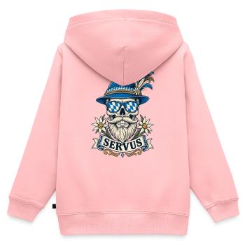 Bayern Bayrische Flagge Edelweiss Servus - Kinder Premium Organic Zip Hoodie - Rosa - Hinten - AI Model Kid Female (0cm)
