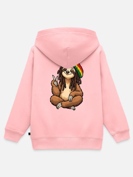 Cooles Rastafari Faultier - Kinder Premium Organic Zip Hoodie - Rosa