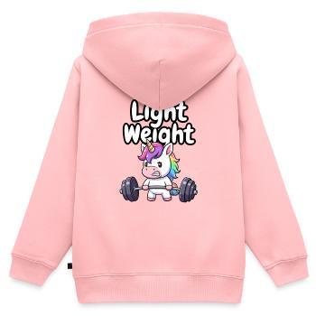 Leichter Einhorn-Lifter - Kinder Premium Organic Zip Hoodie - Rosa - Hinten - AI Model Kid Female (0cm)