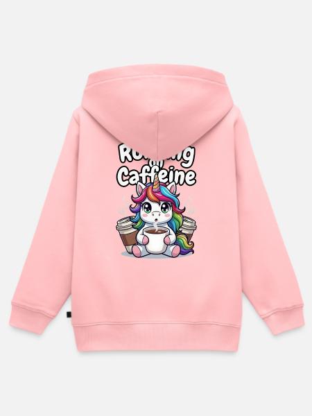 Koffeinbetriebenes Einhorn - Kinder Premium Organic Zip Hoodie - Rosa