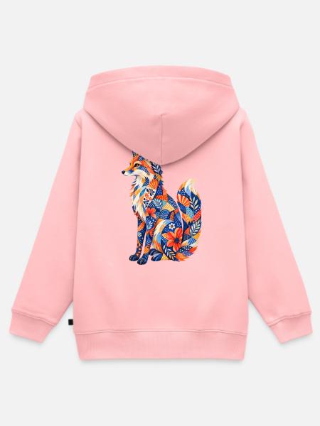 Patchwork Fuchs Blumenmuster - Kinder Premium Organic Zip Hoodie - Rosa