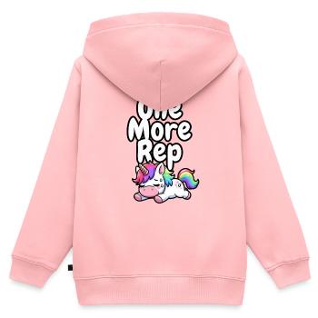 One More Rep Unicorn Gym - Kinder Premium Organic Zip Hoodie - Rosa - Hinten - AI Model Kid Female (0cm)
