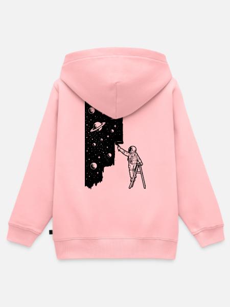 Space Lover Painter Astronaut Original - Kinder Premium Organic Zip Hoodie - Rosa