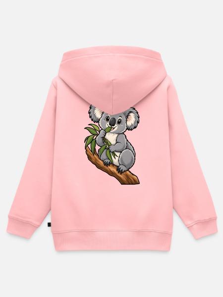 Süßer Koala beim Eukalyptus Essen - Kinder Premium Organic Zip Hoodie - Rosa