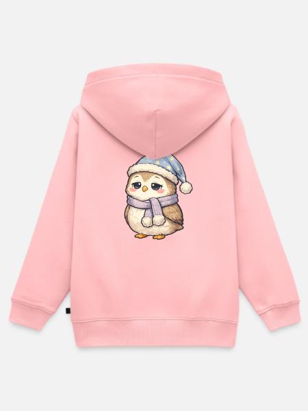 Schlafende Winter-Eule - Kinder Premium Organic Zip Hoodie - Rosa