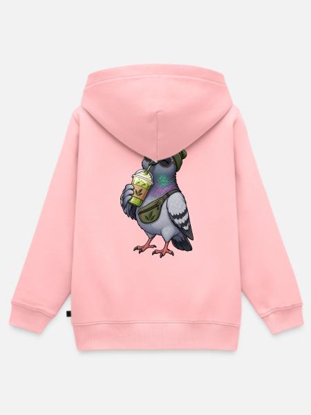 Süße Taube mit Matcha Latte - Kinder Premium Organic Zip Hoodie - Rosa