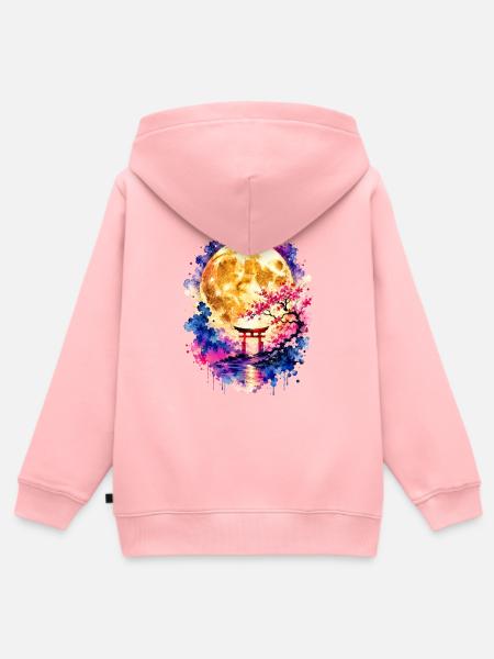Torii Vollmond Sakura Aquarell - Kinder Premium Organic Zip Hoodie - Rosa