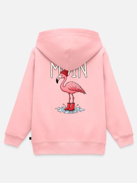 Winterflamingo mit Beanie und Stiefeln - Kinder Premium Organic Zip Hoodie - Rosa