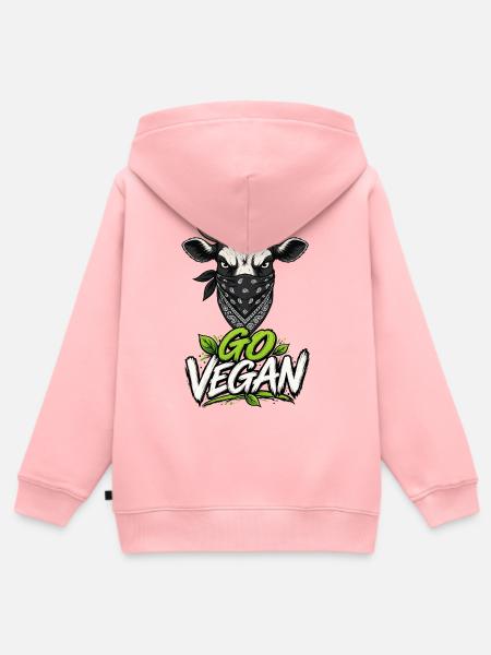 Go Vegan - Kinder Premium Organic Zip Hoodie - Rosa