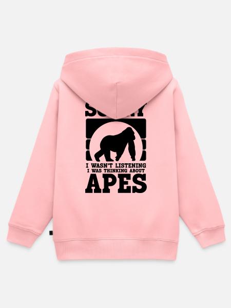Affen Humor Silhouette - Kinder Premium Organic Zip Hoodie - Rosa