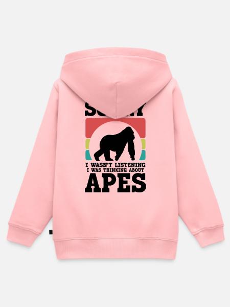 Affen Humor Retro-Style - Kinder Premium Organic Zip Hoodie - Rosa