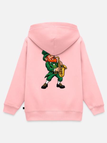 Leprechaun mit Saxophon - Kinder Premium Organic Zip Hoodie - Rosa