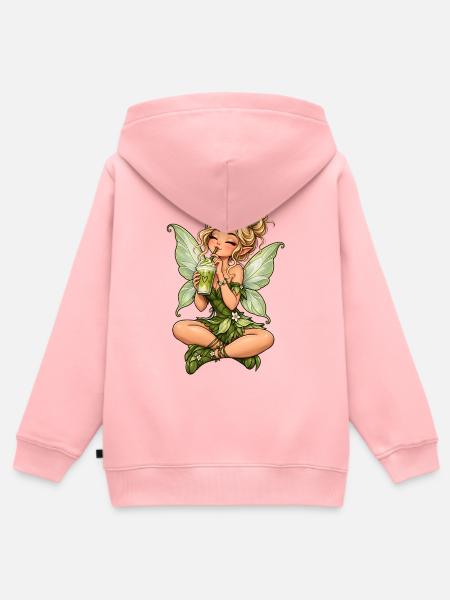 Süße Fee mit Matcha Latte - Kinder Premium Organic Zip Hoodie - Rosa