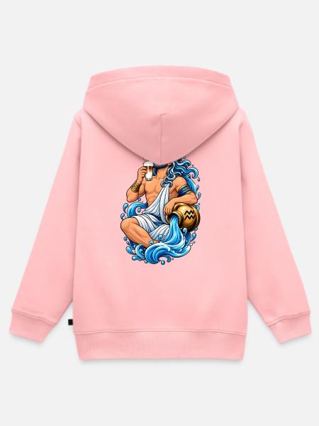 Wassermann mit Latte Macchiato - Kinder Premium Organic Zip Hoodie - Rosa
