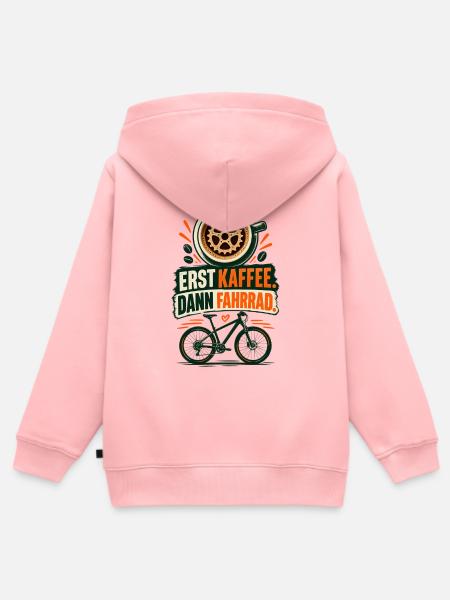Erst Kaffee, dann Fahrrad - Kinder Premium Organic Zip Hoodie - Rosa