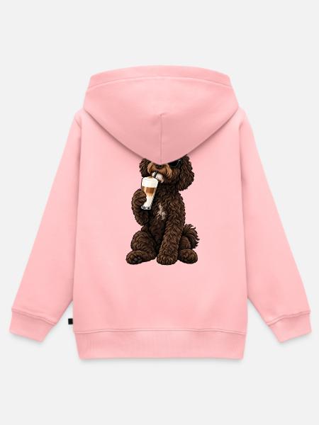 Barbet mit Latte Macchiato - Kinder Premium Organic Zip Hoodie - Rosa
