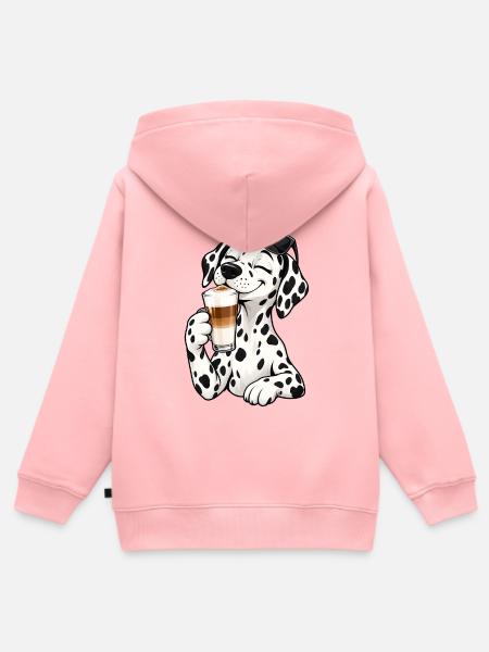 Dalmatiner mit Latte Macchiato - Kinder Premium Organic Zip Hoodie - Rosa