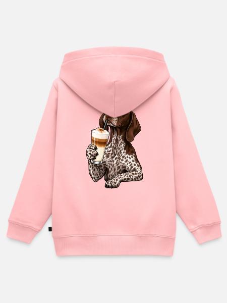 Deutsch Kurzhaar mit Latte Macchiato - Kinder Premium Organic Zip Hoodie - Rosa
