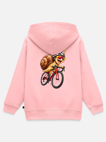 Schnecke auf dem Fahrrad - Kinder Premium Organic Zip Hoodie - Rosa