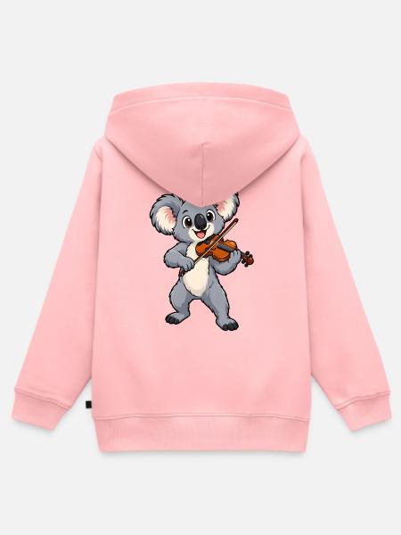 Koala mit Geige - Kinder Premium Organic Zip Hoodie - Rosa