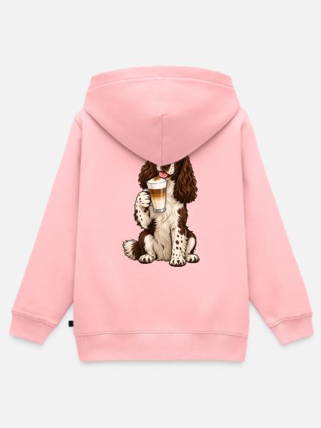 Englischer Springer Spaniel mit Latte Macchiato - Kinder Premium Organic Zip Hoodie - Rosa