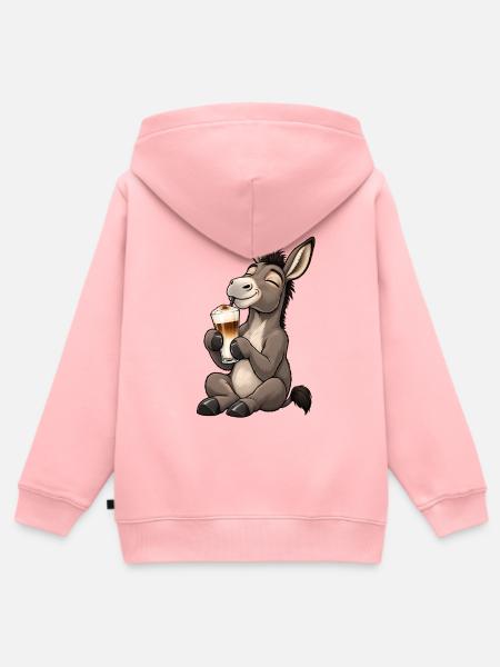 Esel mit Latte Macchiato - Kinder Premium Organic Zip Hoodie - Rosa