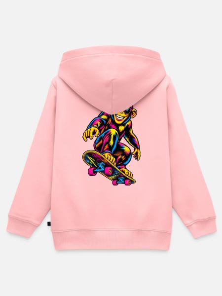 Schlittschuh-Schimpanse - Kinder Premium Organic Zip Hoodie - Rosa