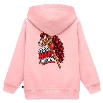 Hobby-Horsing-Sprung – Buntes Pferd - Kinder Premium Organic Zip Hoodie - Rosa - Hinten - AI Model Kid Female (0cm)