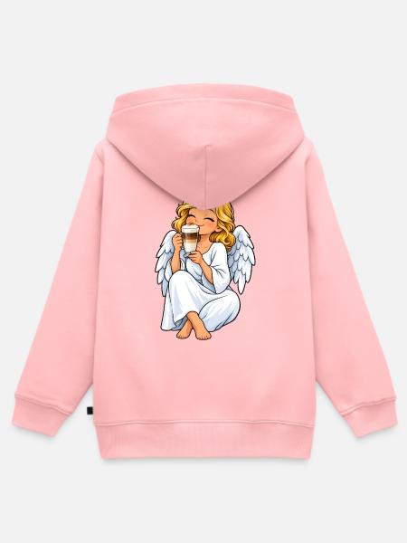 Engel mit Latte Macchiato – Himmlischer Kaffeegenu - Kinder Premium Organic Zip Hoodie - Rosa