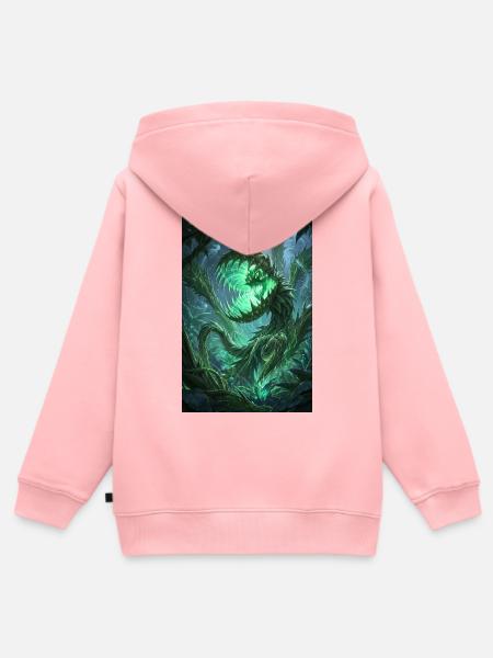 Grüne Schlange im Neonwald - Kinder Premium Organic Zip Hoodie - Rosa