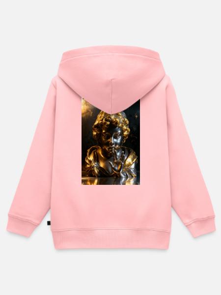 Goldene Shush-Cherub-Büste - Kinder Premium Organic Zip Hoodie - Rosa