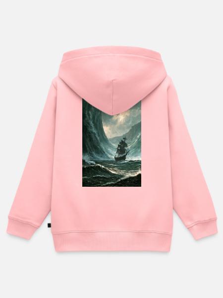 Galleone in der Sturmwelle - Kinder Premium Organic Zip Hoodie - Rosa