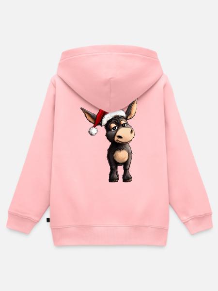 Esel Weihnachten - Kinder Premium Organic Zip Hoodie - Rosa