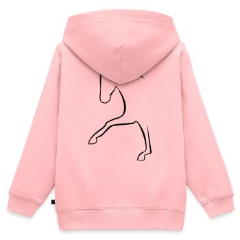 2541614 128432776 Dressurpferd - Kinder Premium Organic Zip Hoodie - Rosa - Hinten - AI Model Kid Female (0cm)