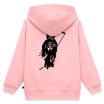 Ein Sensenmann -Der Tod mit einer Sense - Kinder Premium Organic Zip Hoodie - Rosa - Hinten - AI Model Kid Female (0cm)