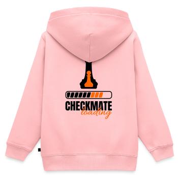 Échec et mat Chargement de la reine et du pion - Sweat Premium à capuche zippé enfant bio - rose - Dos - AI Model Kid Female (0cm)
