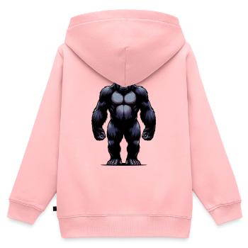 Gorilla - Kinder Premium Organic Zip Hoodie - Rosa - Hinten - AI Model Kid Female (0cm)