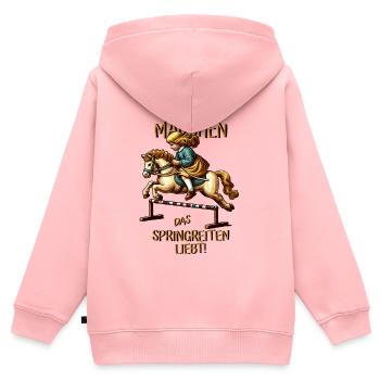 Kinder Springreiten - Kinder Premium Organic Zip Hoodie - Rosa - Hinten - AI Model Kid Female (0cm)