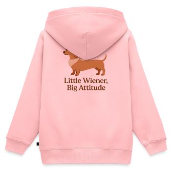 Dackel – Little Wiener Big Attitude Design - Kinder Premium Organic Zip Hoodie - Rosa - Hinten - AI Model Kid Female (0cm)